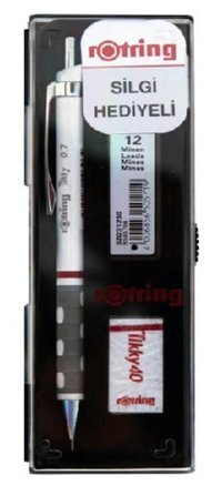 Rotring Tikky Silgili Metal Metalik Beyaz 0.7 mm Uçlu Versatil Kalem Seti