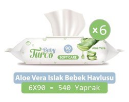 Baby Turco Soft Care Aloe Vera 90 Yaprak 6'lı Paket Islak Bebek Havlusu