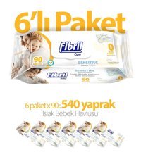 Fibril Baby Sensitive 90 Yaprak 6'lı Paket Islak Mendil
