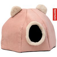 Xpermate Yuvarlak Tek Katlı Dış Mekan Peluş Kedi Evi Pembe