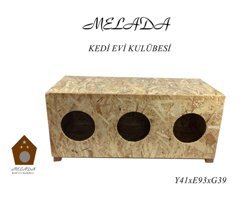 Melada Mobilya Dikdörtgen Tek Katlı Dış Mekan Ahşap Kedi Evi Kahverengi