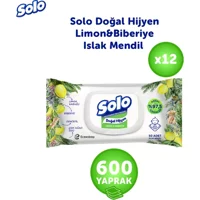 Solo Doğal Hijyen Limon & Biberiye 50 Yaprak 12'li Paket Islak Mendil