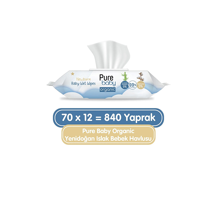Pure Baby Pure Wipes Organic Yenidoğan 70 Yaprak 12'li Paket Islak Mendil