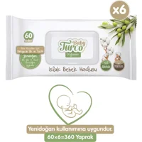 Baby Turco Doğadan Yenidoğan 60 Yaprak 6'lı Paket Islak Bebek Havlusu