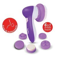 April Skin Tüm Ciltler İçin 6 Başlıklı Fırçalı Silikon Şarjlı Titreşimli Yüz Temizleme Cihazı Mor