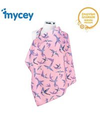 Mycey Pamuklu Kuş Desenli Pembe Emzirme Önlüğü Örtüsü