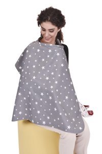 Sevi Bebe Art-6372 Yıldızlı Gri Emzirme Önlüğü Örtüsü