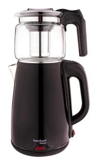 Bambum Tea Tech Cam Demlikli 1800 W Işıklı Plastik Gövdeli Siyah Çay Makinesi