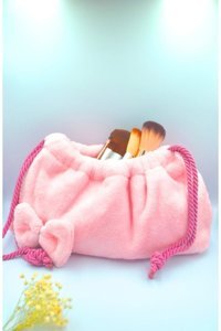 Sizinbazar Pembe Düz Peluş Makyaj Çantası