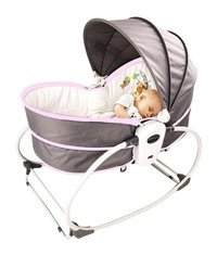 Sunnystore Cicibears Tekstil 6.8 kg Oval Yataklı Otomatik Sallanan Anne Yanı Beşik Pembe