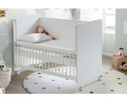 Baby Tech Babywhen Mdf - Yonga Levha 15 kg Dikdörtgen Tekerlekli Sallanan Anne Yanı Beşik Beyaz