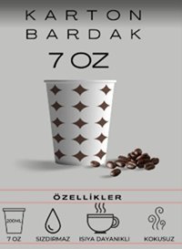 Hmycup Vending Baskılı Karton Bardak 300 Adet Beyaz Kahverengi