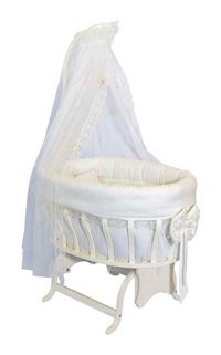 4Moms Kayın Ağacı 15 kg Oval Yataklı Sallanan Anne Yanı Beşik Beyaz