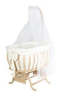 Setay Mdf 15 kg Oval Tekerlekli Yataklı Sallanan Portatif Beşik Naturel