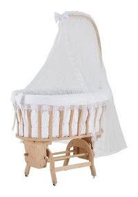 Baby Tech Ahşap Oval Tekerlekli Yataklı Sallanan Portatif Beşik Ahşap