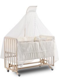 Aktifbebek Comfymax Ahşap 20 kg Dikdörtgen Tekerlekli Yataklı Sallanan Anne Yanı Beşik Naturel