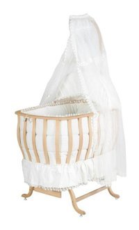 Setay Mdf 18 kg Oval Tekerlekli Yataklı Sallanan Portatif Beşik Naturel