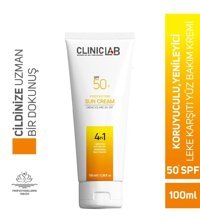 Cliniclab Renksiz 50 Faktör Tüm Ciltler İçin Nemlendiricili Yağ Bazlı Suya Dayanıklı Yüz Güneş Kremi 100 ml