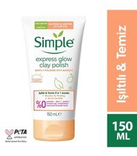 Simple Protect & Glow 2'Si 1 Arada Işıltılı & Temiz Siyah Nokta Karşıtı Leke Giderici Sıkılaştırıcı Partiküllü Tüp Yüz Peelingi 150 ml