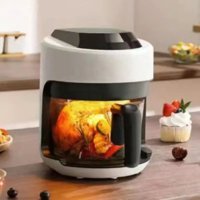 Lebeigo Cam Hazneli Airfryer 4.9 lt Tek Hazneli Yağsız Sıcak Hava Fritözü Beyaz