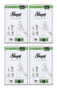 Sleepy Natural Ultra Hassas Organik İnce Antialerjik 18'li Hijyenik Ped 4 Adet