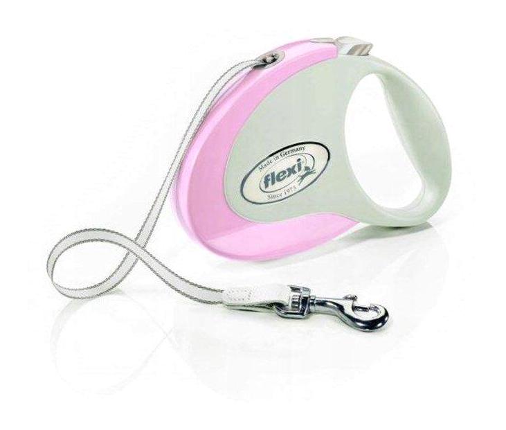 Flexi 3 m Makaralı Boyun Köpek Tasması Beyaz-Pembe