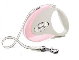Flexi 5 m Makaralı Boyun Köpek Tasması Beyaz-Pembe