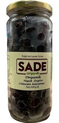 Sade Organik Tuzlu Salamura Siyah Zeytin Kavanoz 310 gr