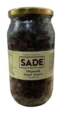 Sade Organik Tuzlu Salamura Siyah Zeytin Kavanoz 700 gr