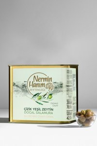 Nermin Hanım Zeytinliği Edremit Tuzlu Salamura Çizik Yeşil Zeytin Teneke 1.2 kg