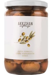 Akkızhan Çiftliği Domat Tuzlu Salamura Çizik Yeşil Zeytin Kavanoz 500 gr