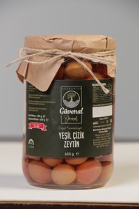 Burhaniye Güvenal Yöresel Tuzlu Salamura Çizik Yeşil Zeytin Kavanoz 650 gr
