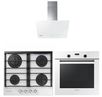 Samsung NV60K5140BW-NA64M7100AW-NK24M7060VW Dijital Doğalgazlı Cam Set Üstü Davlumbaz 3'lü Ankastre Set Beyaz