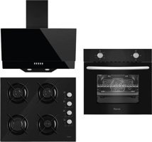 Ferre S2140CE-2002TC-D003 Doğalgazlı Cam Set Üstü Davlumbaz 3'lü Ankastre Set Siyah
