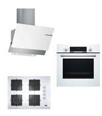 Bosch HBF534EW0T-POP7C2O12O-DWK65AD20R Dijital Doğalgazlı Cam Set Üstü Davlumbaz 3'lü Ankastre Set Beyaz