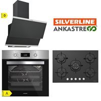 Silverline BO6504X01-CS5365B01-3420 Classy 60 Dijital Doğalgazlı Cam-Metal Set Üstü Davlumbaz 3'lü Ankastre Set Siyah