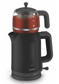 Goldmaster BY-4300 Dostane Otomatik Cam Demlikli 2200 W Işıklı Çelik Siyah Vintage Çay Makinesi