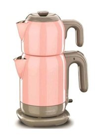 Korkmaz A369-02 Demtez Çelik Demlikli 1600 W Çelik Pembe Vintage Çay Makinesi