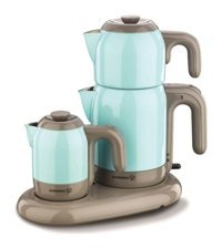 Korkmaz A353-04 Mia Plastik Demlikli 1600 W Plastik Turkuaz Vintage Çay Makinesi