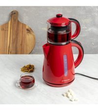 Heifer Çelik Demlikli 1500 W Çelik Kırmızı Vintage Çay Makinesi