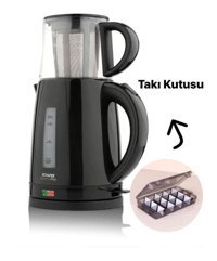 Schafer Optimal Plus Otomatik Cam Demlikli 1800 W Çelik Kırmızı Vintage Çay Makinesi