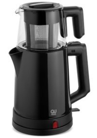QU HS206 Cam Demlikli 1800 W Plastik Siyah Vintage Çay Makinesi