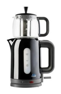 Blue House BH286TM Firuze Cam Demlikli 2200 W Işıklı Çelik Siyah Vintage Çay Makinesi