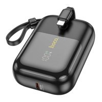Hoco Q20 Fountain 10000 mAh Hızlı Şarjlı Dijital Göstergeli USB Kablolu Powerbank Siyah