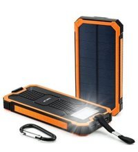 Deji 10000 mAh Güneş Enerjili Işıklı USB Kablolu Powerbank Turuncu
