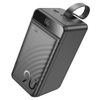 Hoco J123D 90000 mAh Hızlı Şarjlı Işıklı Dijital Göstergeli USB Çoklu Bağlantılı Kablolu Powerbank Siyah