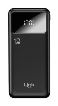 Linktech Ld10 10000 mAh Işıklı Dijital Göstergeli USB Çoklu Bağlantılı Kablolu Powerbank Siyah