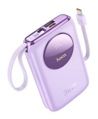 Hoco Q19 Lucky 10000 mAh Hızlı Şarjlı Dijital Göstergeli USB Çoklu Bağlantılı Kablolu Powerbank Mor