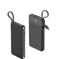 Logimax 10000 mAh Dijital Göstergeli Type C Kablolu Powerbank Siyah