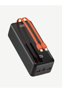 Linktech Pc30 30000 mAh Hızlı Şarjlı Işıklı Dijital Göstergeli USB Çoklu Bağlantılı Kablolu Powerbank Siyah